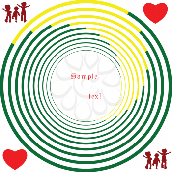 Royalty Free Clipart Image of Circles With Kids and Hearts