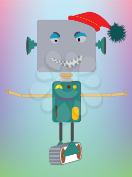 Royalty Free Clipart Image of a Robot Waiting for a Hug