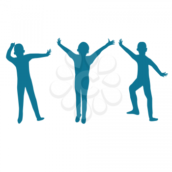 Royalty Free Clipart Image of Three Children in Silhouette
