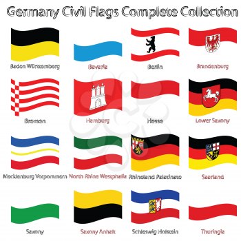 germany civil flags collection against white background, abstract vector art illustration