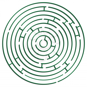 green round maze against white background, abstract vector art illustration