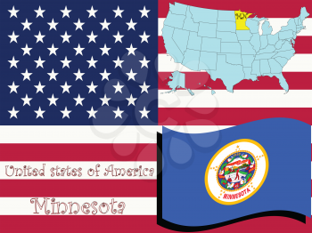 Royalty Free Clipart Image of the State of Minnesota and Flag