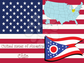 Royalty Free Clipart Image of the State of Ohio and Flag