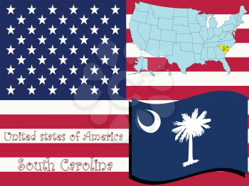 Royalty Free Clipart Image of the State of South Carolina and Flag