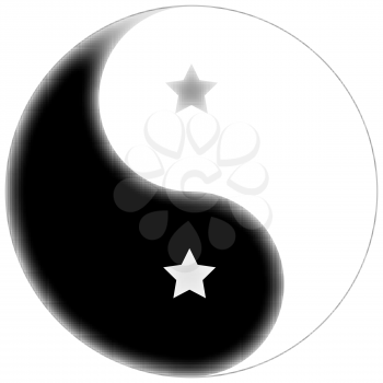 starred yin yang symbol, abstract unique vector art illustration