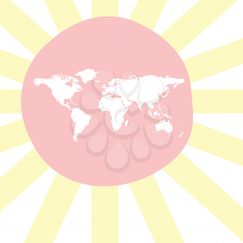 sunny world map, abstract vector art illustration