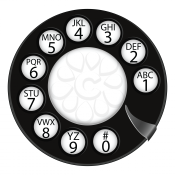 telephone numbers, abstract disk against white background; vector art illustration