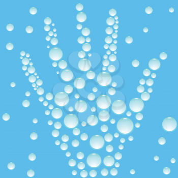 water hand, abstract composition; vector art illustration