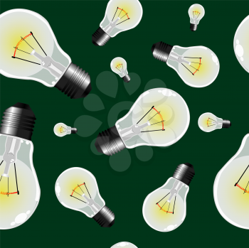light bulbs seamless texture, abstract pattern; vector art illustration