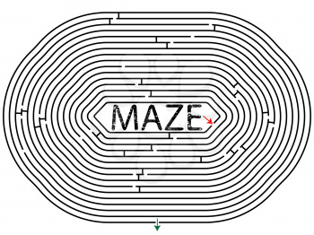 rounded maze against white background, abstract vector art illustration