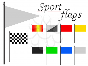 sport flags collection against white background, abstract vector art illustration