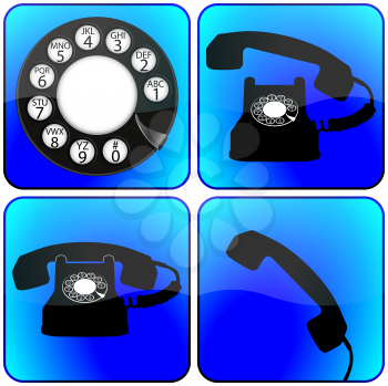 telephone icons collection against white background, abstract vector art illustration