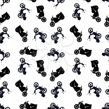 motorcycle pattern, abstract seamless texture; vector art illustration