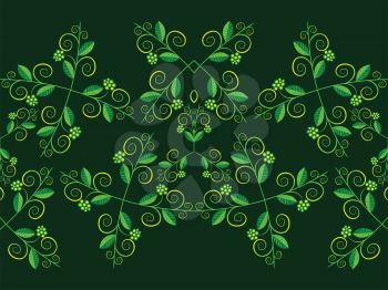 floral horizontal pattern, abstract seamless texture; vector art illustration