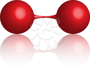 red dumbbell reflected over white background, abstract vector art illustration