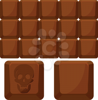 chocolate skull squares against white background, abstract vector art illustration