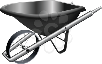 metallic wheel barrow against white background, abstract vector art illustration; image contains gradient mesh