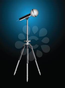 microphone for karaoke on tripod, abstract vector art illustration; image contains transparency