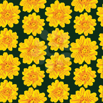 yellow chamomile pattern, abstract seamless texture; vector art illustration; image contains gradient mesh and transparency