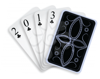 2013 playing cards against white background, abstract vector art illustration; image contains transparency