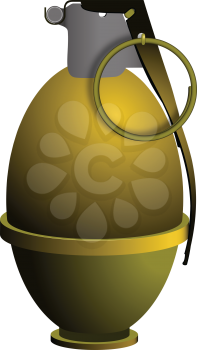 hand grenade with security pin on against white background, abstract vector art illustration; image contains transparency