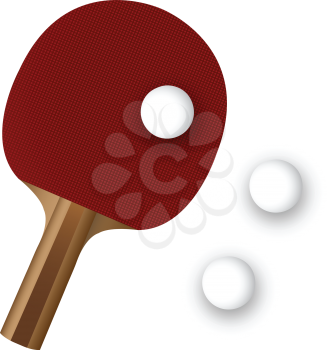 pingpong paddle and ball against white background, abstract vector art illustration; image contains transparency
