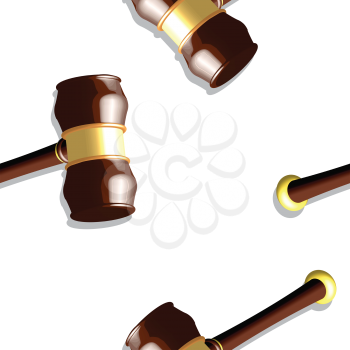 wooden gavel pattern, seamless texture against white background; abstract vector art illustration