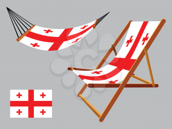 georgia hammock and deck chair set against gray background, abstract vector art illustration