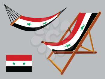 syria hammock and deck chair set against gray background, abstract vector art illustration