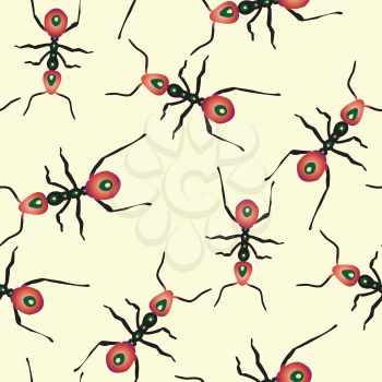 red ants pattern, abstract seamless texture, vector art illustration