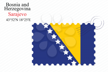 bosnia and herzegovina stamp design over stripy background, abstract vector art illustration, image contains transparency
