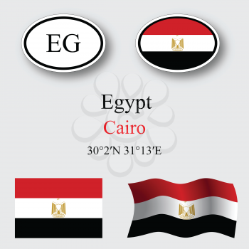 egypt icons set against gray background, abstract vector art illustration, image contains transparency
