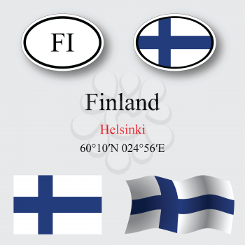 finland icons set against gray background, abstract vector art illustration, image contains transparency