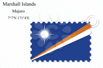 marshall islands stamp design over stripy background, abstract vector art illustration, image contains transparency