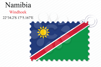 namibia stamp design over stripy background, abstract vector art illustration, image contains transparency