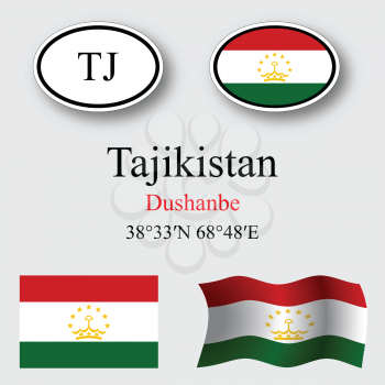 tajikistan set against gray background, abstract vector art illustration, image contains transparency