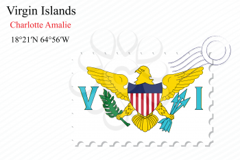 virgin islands stamp design over stripy background, abstract vector art illustration, image contains transparency