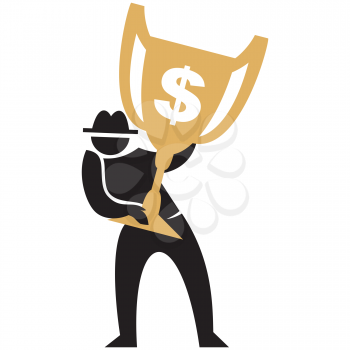 Royalty Free Clipart Image of a Man With a Gold Cup