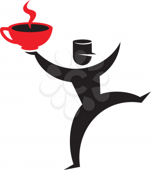Royalty Free Clipart Image of a Guy With a Cup of Coffee