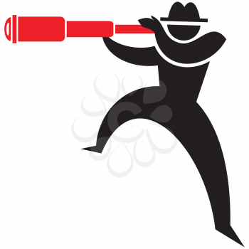 Royalty Free Clipart Image of a Man With a Telescope