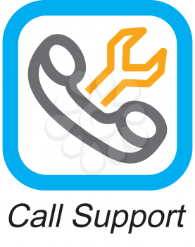 Royalty Free Clipart Image of a Call Support Button
