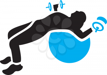 Royalty Free Clipart Image of a Guy Using Barbells