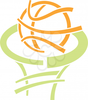 Royalty Free Clipart Image of a Basketball and Net
