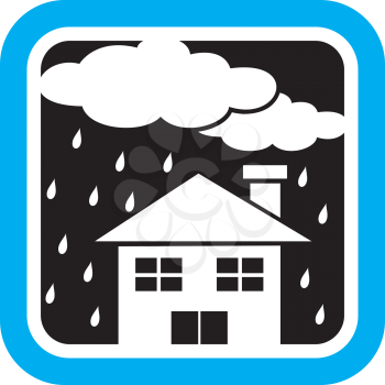 Royalty Free Clipart Image of a House and Rain