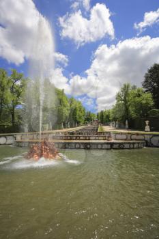 Royalty Free Photo of a Fountain and Sculptures in Segovia
