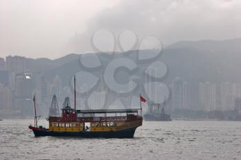 Royalty Free Photo of a Ship in the Port of Hong Kong