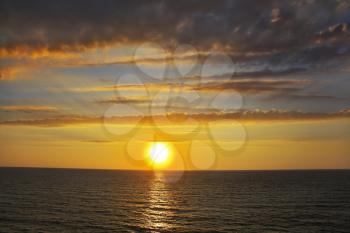 Royalty Free Photo of a Sunset Above the Ocean