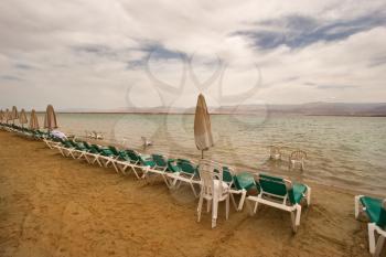 Royalty Free Photo of a Beach on the Dead Sea in Israel