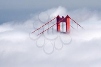 Royalty Free Photo of San Francisco Bridge in Clouds