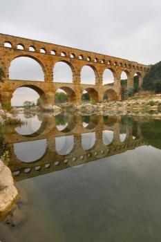 Royalty Free Photo of the Bridge Aqueduct Pont du Gard in Provence